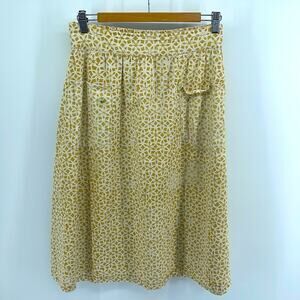 Passion Lilie 100% cotton elastic waist pull on printed A-line midi skirt sz S